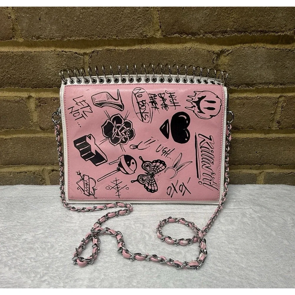 Mean Girls Style Pink Notebook Crossbody Bag/Purse Current Mood 90's Style Bag - Picture 10 of 14